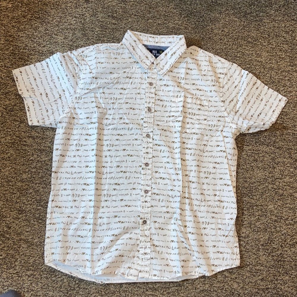 MBX PREMIUM COOOS Beige Patterned Casual Shirt Size L
